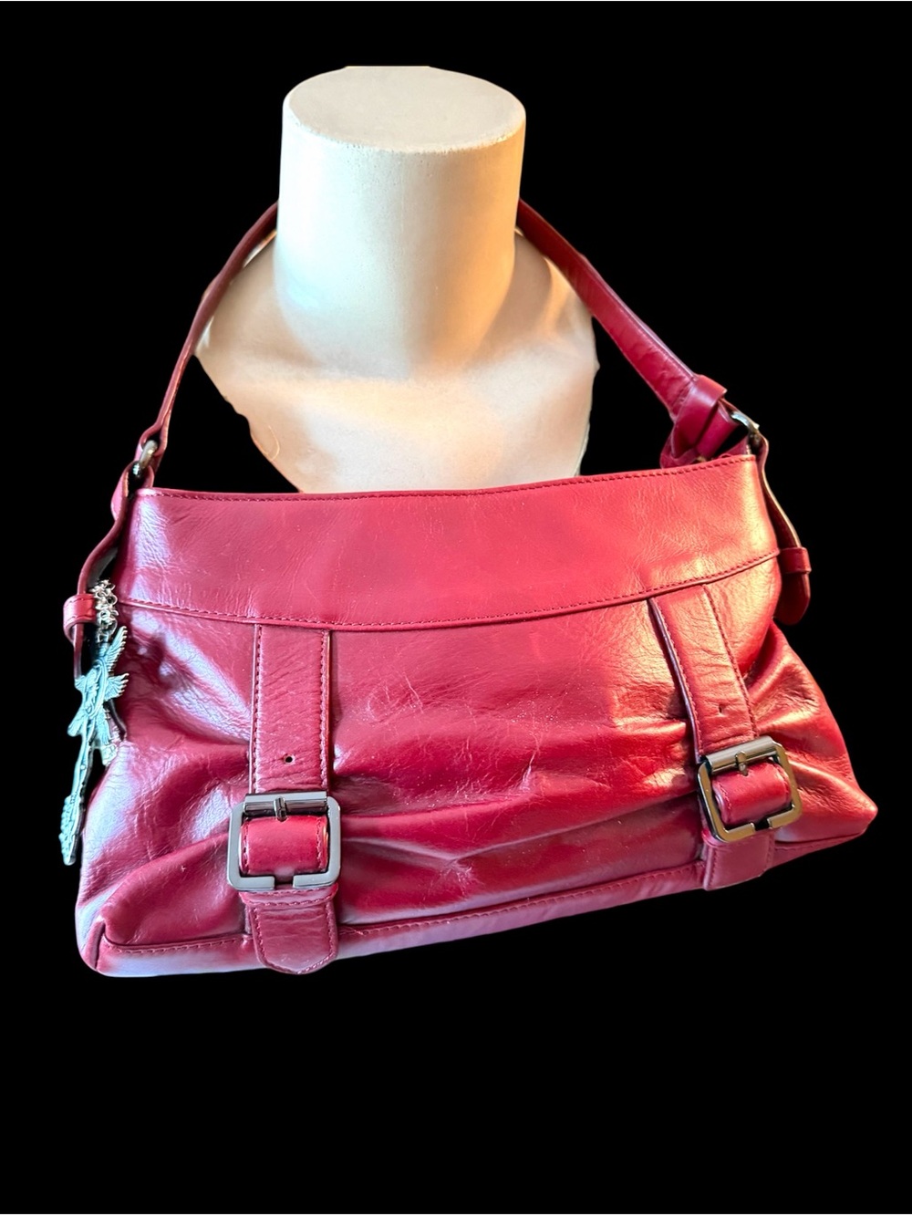Whimsigoth Red Leather vampire y2k Shoulder Bag real leather purse. Romantic